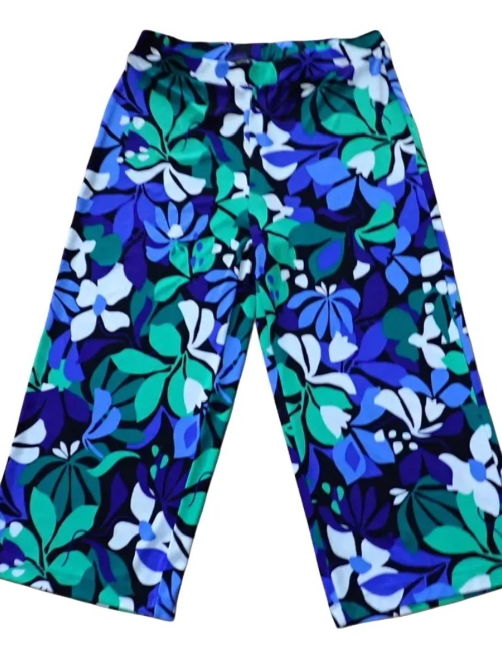 Chico's Travelers Wide Leg Capri Floral Print Stretch No Iron Size 2 LARGE New